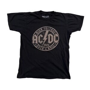 AC/DC Shirt Mens MED Black High Voltage‎ 1976 Rock & Roll Graphic Band Tee